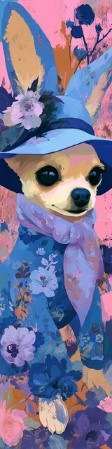Free dog bookmarks featuring a chihuahua with bunny ear hat